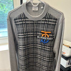 Burberry TB Plaid Cotton Sweatshirt in Gray Size XS